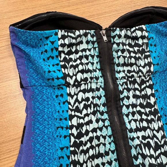Y2k‎ style Rampage Strapless Blue and Black Patterned Dress - Picture 8 of 8